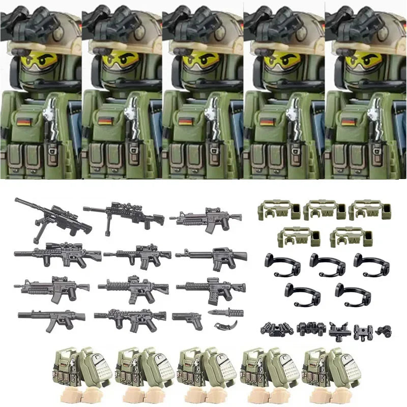Military Special Forces MOC Building Block German KSK Special Forces Soldier Figure SWAT Army Gun Weapon Vest Backpack Brick Toy