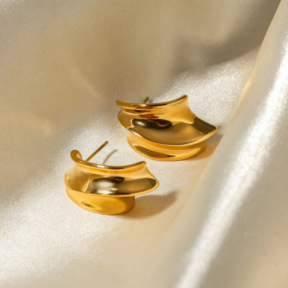 Minimalistisk rustfrit stål 18 karat guld mode uregelmæssigt design øreringe Rustfrit forhindrer allergi Trendy charmsmykker