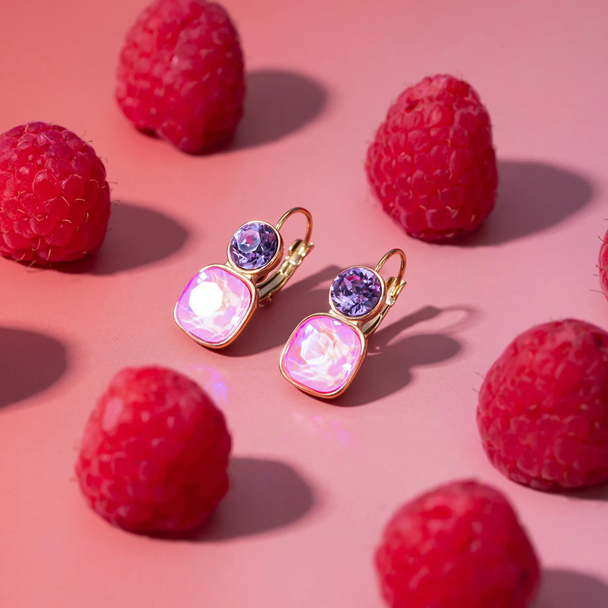 Hot Style 2024 rustfrit stål geometriske flerfarvede zirkonøreringe åbne ringsæt 18K guld vandtæt belagte alsidige smykker