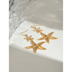 Beach Anti Allergic Stainless Steel 18K Starfish Ocean Style Hook Earrings Women Rust-proof Attractive Jewelry Accessories