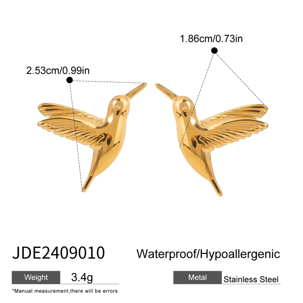 Peace Dove Retro Bird Tassel Earrings Brooch 18K PVD Plated Women Stainless Steel Anti Allergic Rust Proof Stylish Jewelry