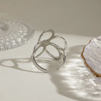 Stainless Steel Hollow Flower Retro Creative Light Luxury Open Ring 18K PVD Plated Anti Allergic Rust Proof Stylish Jewelry