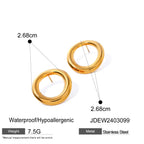 18k forgyldt rustfrit stål runde hule glatte øreringe Metaltekstur Personlig anti-allergisk charme Chic smykkegave