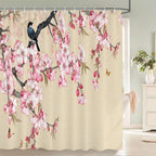 Flowers and Birds pattern Shower Curtain 3D Bath Screen Waterproof Fabric Bathroom Decor 240X180cm With Hook Shower Curtains