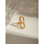 18k vergoldeter, stilvoller, einzigartiger, einfacher, doppelter S-förmiger Öffnungsring aus Edelstahl für Frauen, antiallergisch, wasserdicht Schmuck