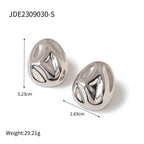 18K Gold Plated Stainless Steel Minimalist Lava Texture Concave Design Earrings Tarnish-proof Light Luxury Women Ear Jewelry - Grand Goldman