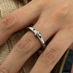 Anello Singolo con Strass Nero Uomo Donna Anello Insolito Resistente all'Acqua Placcato 18K PVD Anelli Semplici per Dita