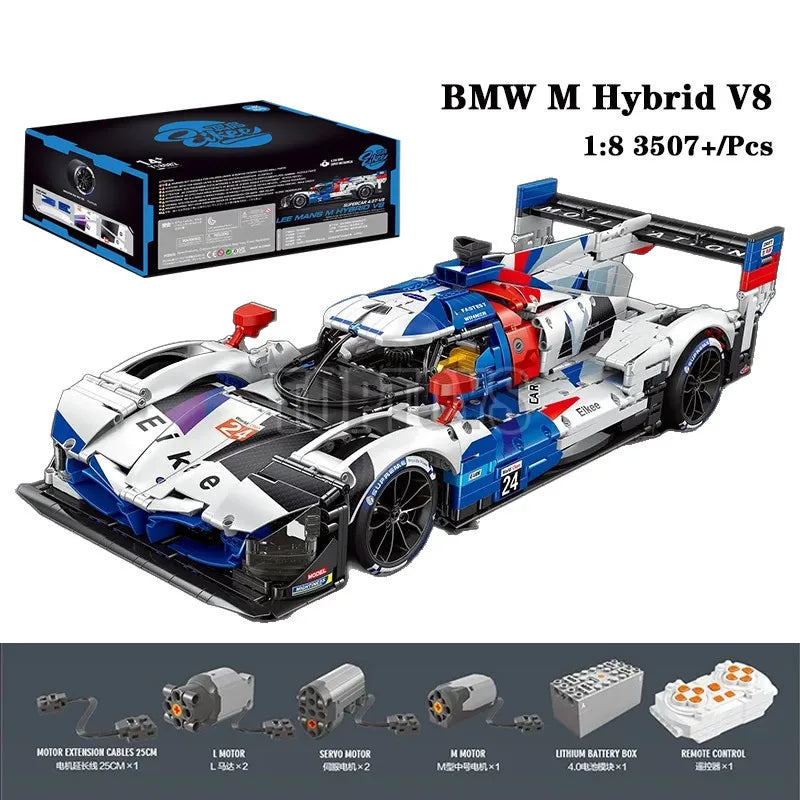 MOC 1:8 3507PCS Technical Remote Control Racing Car LEE MANS M HYBRID V8 Building Blocks Bricks Assembling Toys for Children
