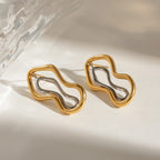 18K Edelstahl stilvolle übertriebene geometrische glatte Ohrringe Damen trendiger Charme schickes Statement-Schmuck Gala-Geschenk