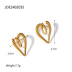 Brincos de Coração de Amor com Design Canelado em Aço Inoxidável Minimalista de Declaração Banhados a Ouro 18K Joias Criativas Exclusivas Personalizadas