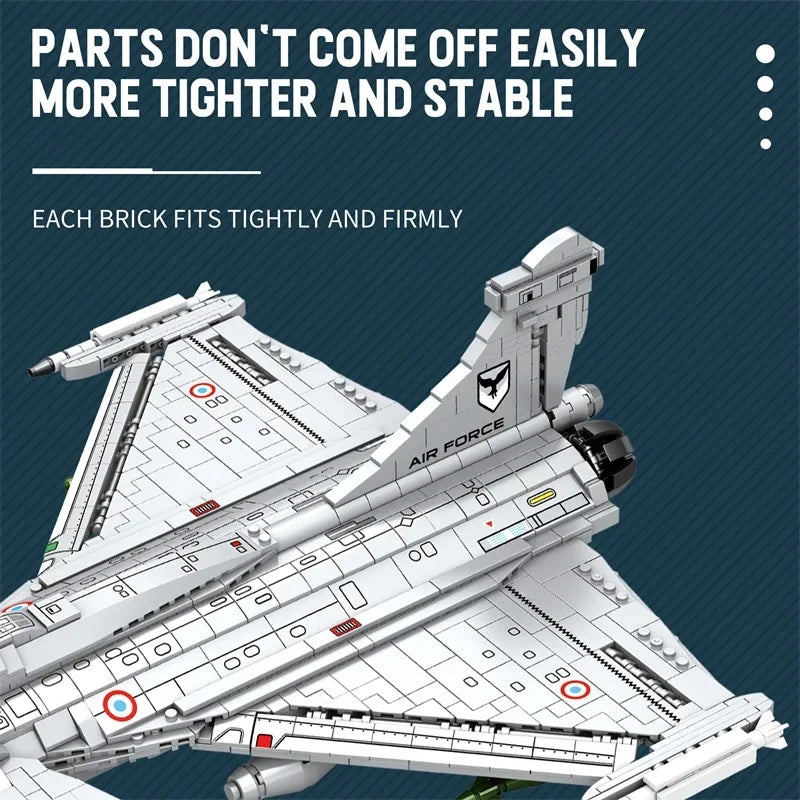 2099PCS Rafale Fighter Model Building Blocks Diy Military Plane Series Assembly Bricks Desktop Ornament Kids Toys Holiday Gifts