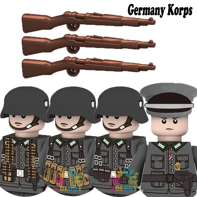 Kids Toys WW2 Building Blocks 4pcs/set US UK Soviet Soldiers Mini Action Figures Educational Toys For Kids Boys Christmas Gifts