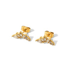18 K Plated Stainless Steel Flower Earrings Inlay Zircon Metal Golden Charm Summer Jewelry Waterproof Accessories Bijoux Femme - Grand Goldman
