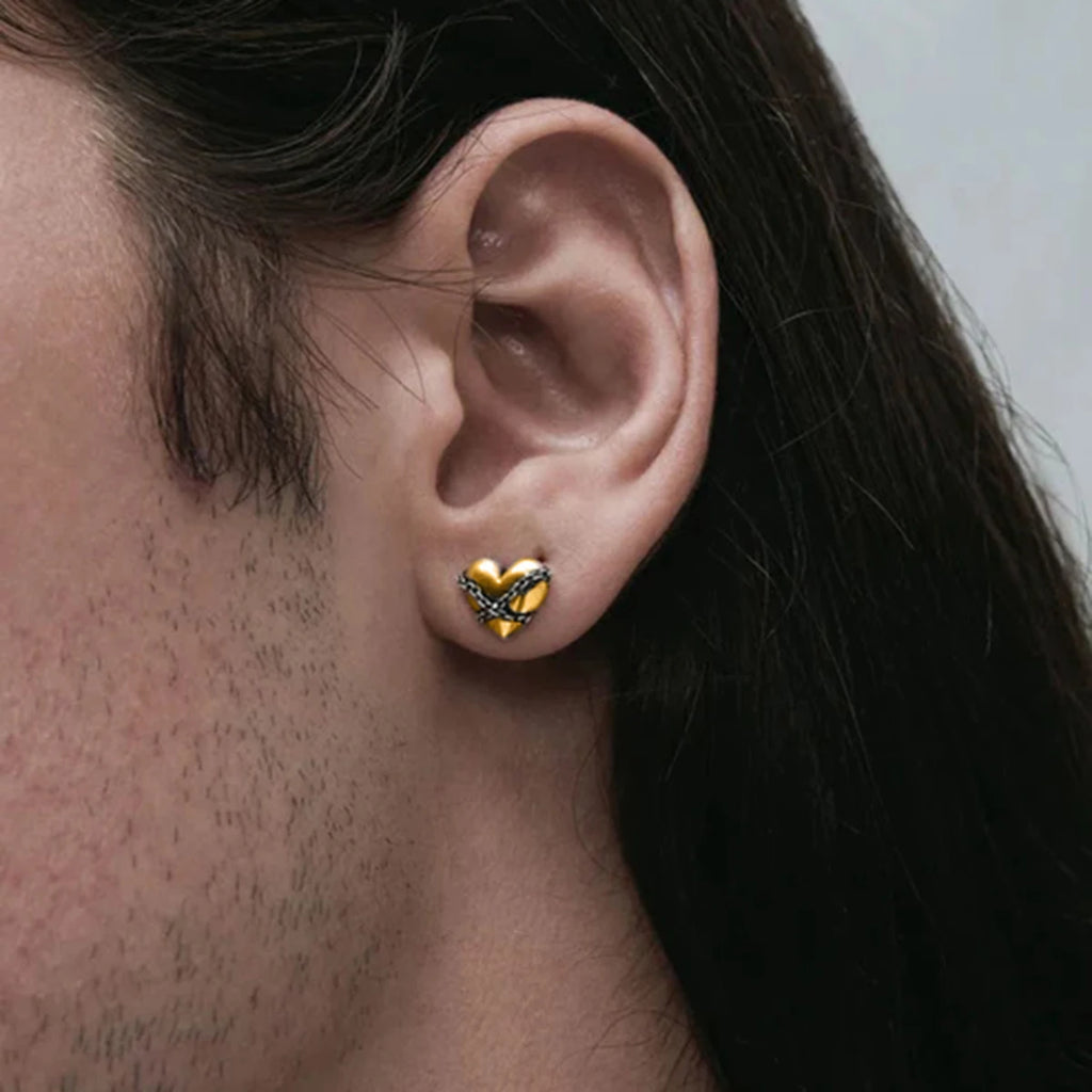 Minimalist 18k Gold Plated Stainless Steel Love Heart Gold Silver Color Matching Earring Women Anti Allergic Rust Jewelry
