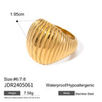 18K PVD Plated Fashion White Love Heart Thread Zirconia Ring Stainless Steel Women Prevent Allergy Attractive Daily Jewelry