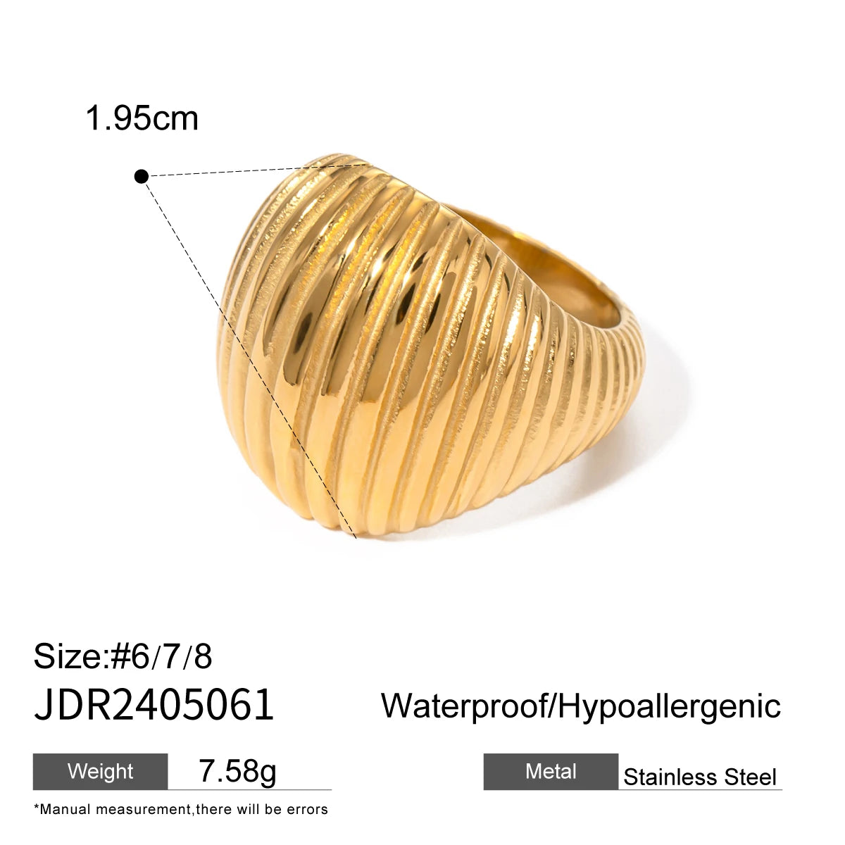 18K PVD Plated Fashion White Love Heart Thread Zirconia Ring Stainless Steel Women Prevent Allergy Attractive Daily Jewelry