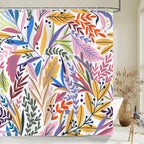 Nordic Shower Curtain Flower Plant Pattern Bathroom Curtains Bath Screen Waterproof for Home Bathroom Decor Print Shower Curtain