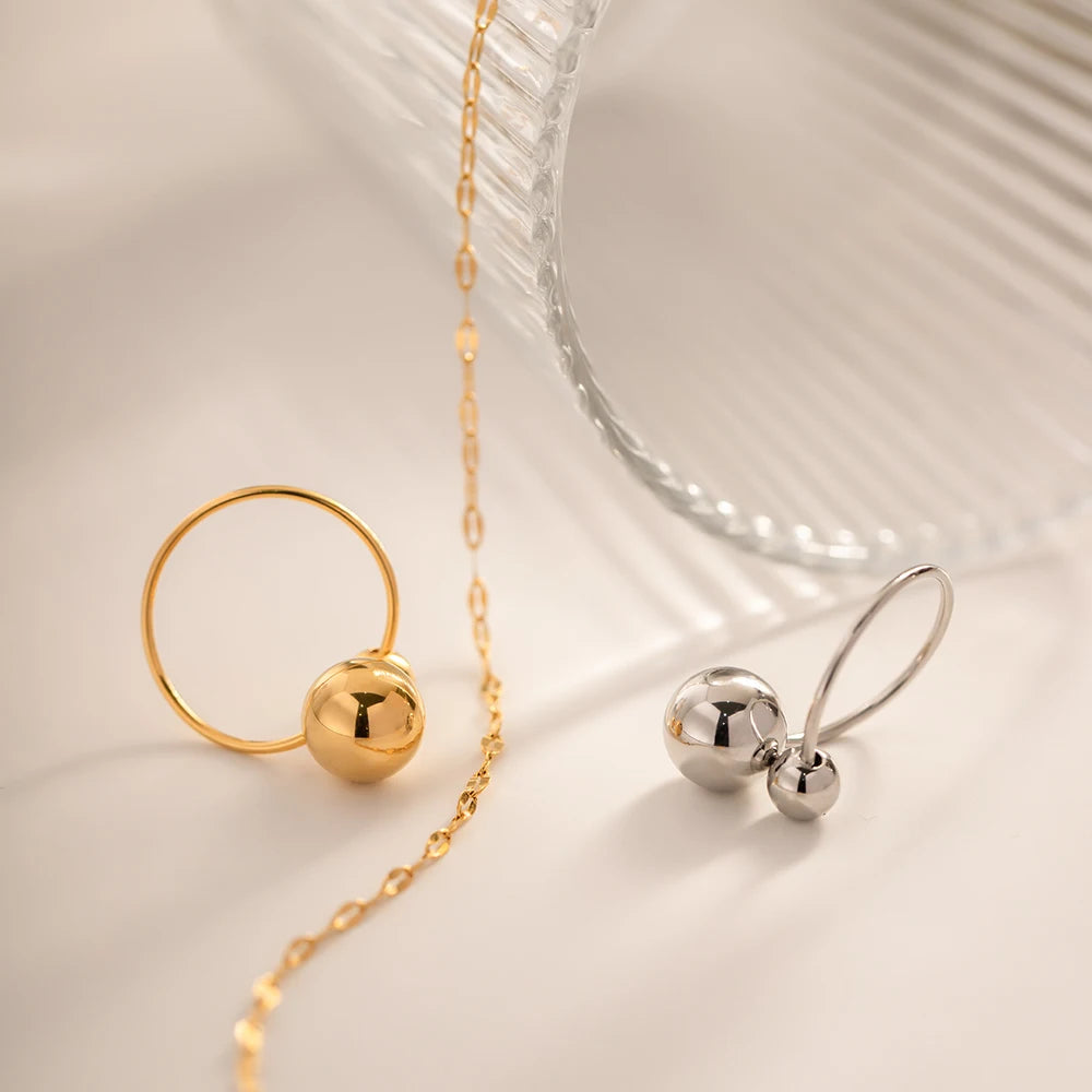 Unregelmäßiger kreativer Ballring für Frauen Persönlichkeit Design Ball Offener Ring Damen Edelstahlring Schmuck Geschenk anillos mujer