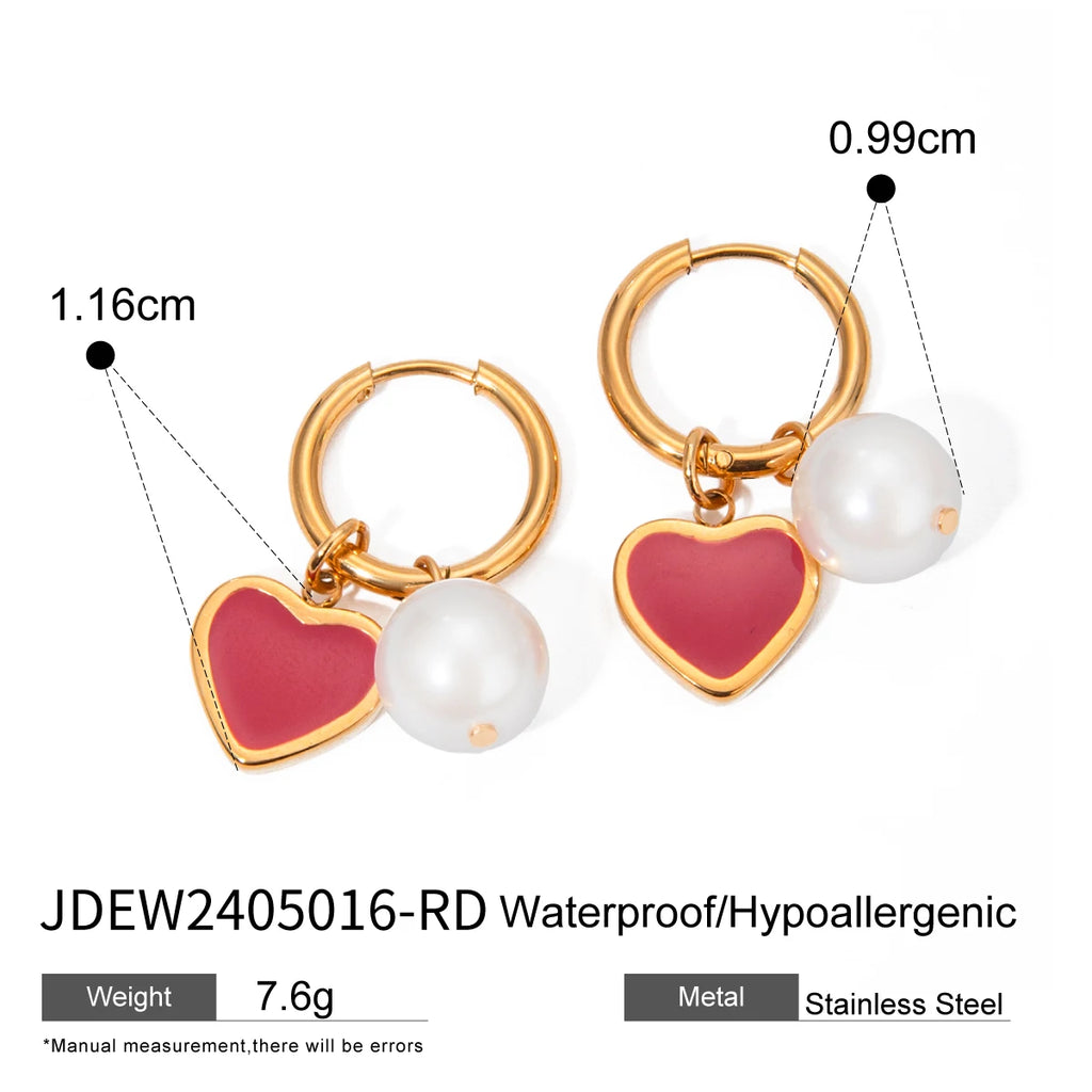 Pendientes colgantes de amor con aceite rojo goteante, chapados en oro de 18K, para mujer, acero inoxidable, antialérgicos, joyería de moda, regalo para gala