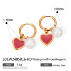 Pendientes colgantes de amor con aceite rojo goteante, chapados en oro de 18K, para mujer, acero inoxidable, antialérgicos, joyería de moda, regalo para gala