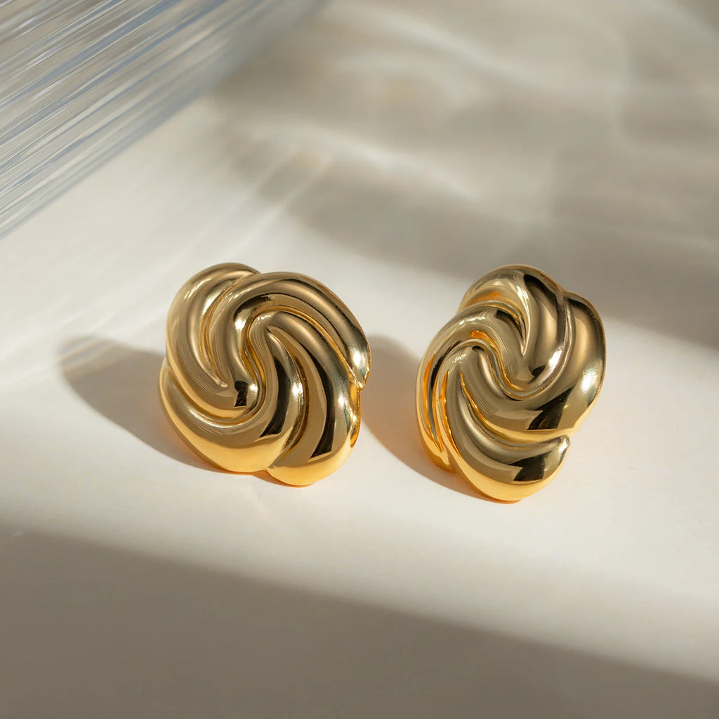Roestvrijstalen Spiraal Rotatie Vintage Oorknopjes PVD 18k Geplateerd Hoge Kwaliteit Gratis Temperament Charme Sieraden voor Vrouwen