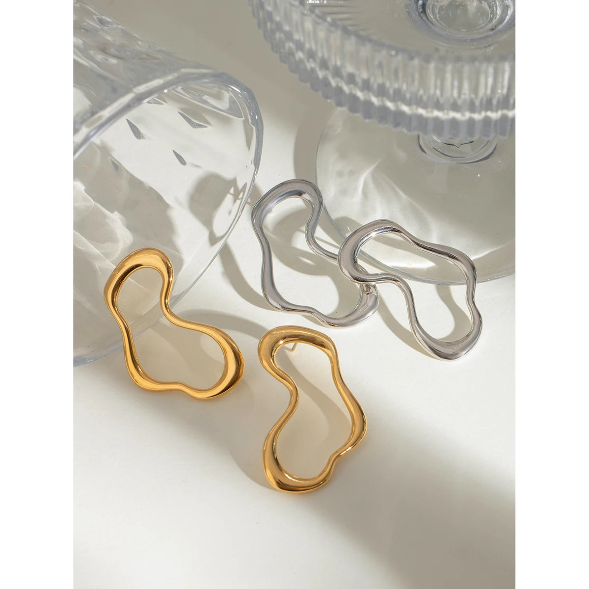 18K Gold Plated Anti Allergic Stainless Steel Atypical Irregular Cutout Earrings Charm Daily Exquisite Jewelry Bijoux Femme