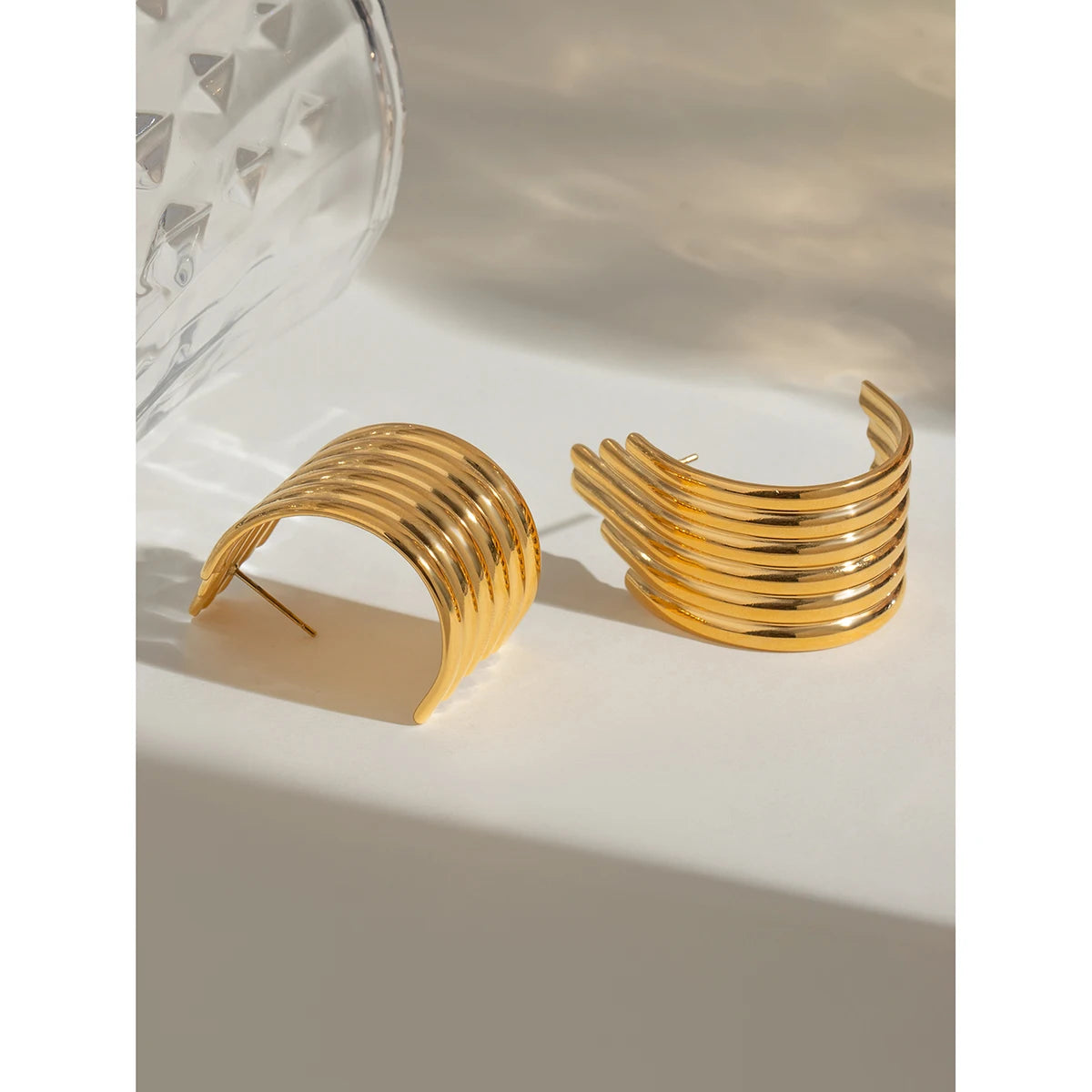 18K forgyldt rustfrit stål Glat uregelmæssig bump øreringe Kvinder Charms Metal Tekstur Vandtæt Smykker Gala Gave