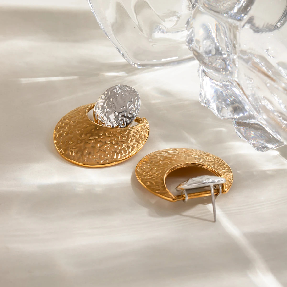 Kreative 18k vergoldete Edelstahl-Ohrringe in Retro-Ovalform für Frauen, farblich abgestimmt, temperamentvoll, rostfrei, stilvoller Schmuck
