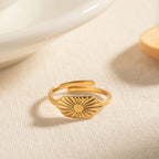 Vintage Creative Square Sign Design Flower Open Ring For Women  Ladies Stainless Steel Adjustable Waterproof Jewelry Gift - Grand Goldman