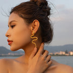 Anløbssikker 18K forgyldt rustfrit stål serpentindesign minimalistisk slangeformede øreringe til kvinder øredesigner smykker