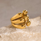 Anti Allergic 18K PVD Gold Plated Rust Proof Stainless Steel Asymmetrical Encircle Claw Open Ring Minimalist Finger Jewelry