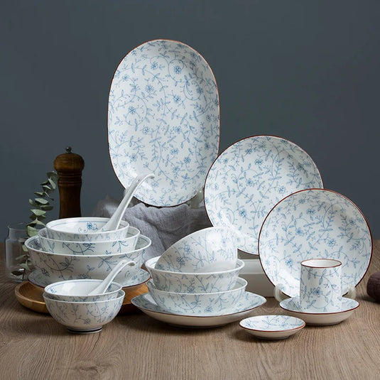 Jingdezhen Ceramic Tableware, Dish Set, Household Japanese Rice Bowl, Underglaze Color Tableware