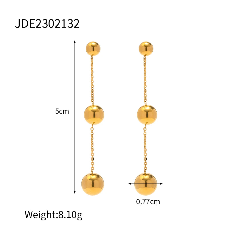 Kadınlar için Minimalist Paslanmaz Çelik Top Damla Küpe Seti Tasarım Rahat Yuvarlak Kolye Bayan Takı Hediyesi Pendientes Mujer