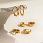 3 Pairs Per Card Stainless Steel Twisted Wrapped Earrings Ear Loops 18K PVD Plated Anti Allergic Rust Proof Jewelry - Grand Goldman