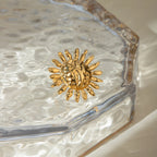 Anti-Allergisch 18K vergoldeter, sonnenblumenförmiger Öffnungsring aus Edelstahl für Damen, freier Temperament-Charme, täglicher Schmuck