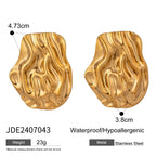 18K forgyldt rustfrit stål mode uregelmæssig hammer korn vand bølge øreringe kvinder romantisk charms metal daglige smykker