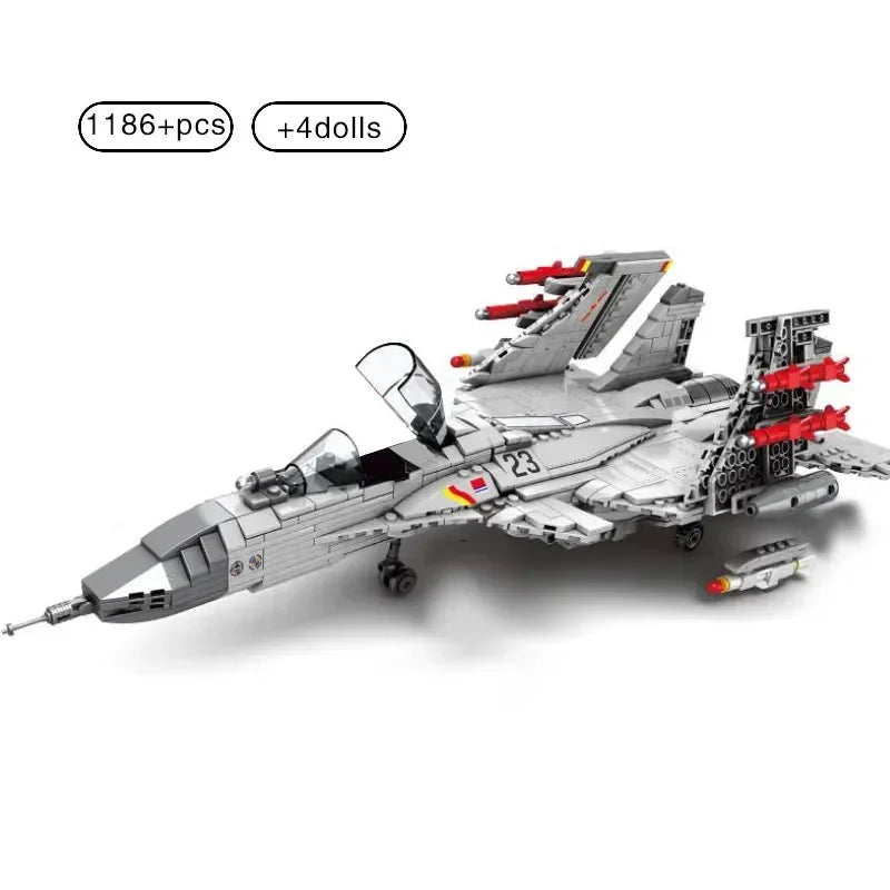 1186pcs Military Chinese J-15 Carrier Fighter Aircraft Flying Shark Model Building Blocks Plane Bricks for Children Boy Toy Gift