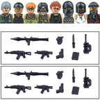 City Accessories MOC Villain Gangster Figures Building Block Modern Soldier Mask Helmet Guns Bazooka Military Weapon Bricks Toys
