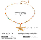 Creative 18k Gold Plated Hammer Grain Starfish Pendant Necklace Earrings Stainless Steel Women Anti Allergic Charm Jewelry