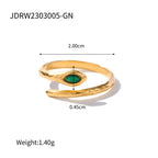 Creativity 18K Gold Plated Stainless Steel Serpentine Snake Shaped Series Open Ring Women Anti Allergic Charm Daily Jewelry