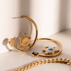 Stainless Steel Waterproof Light Luxury 18K Gold Plated C Loop Devil's Eye Exaggerated Earrings For Women Ear Jewelry