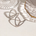 2er Set Stapelringe Silberfarbener Edelstahl V-förmiges Doppel-Lagen-Design Farblich beständige Unisex-Schmuck