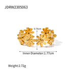 Modischer Edelstahl wasserdichter Blumenserie offener Ring Persönlichkeit Charms 18K PVD Echtgold 18K plattiert trendiger Schmuck