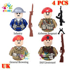 Kids Toys WW2 Building Blocks 4pcs/set US UK Soviet Soldiers Mini Action Figures Educational Toys For Kids Boys Christmas Gifts