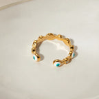 2024 Delicate Bling Stainless Steel The Devil's Eye Design Opening Fashion Ring Gold Color Texture Trend Jewelry for Women - Grand Goldman