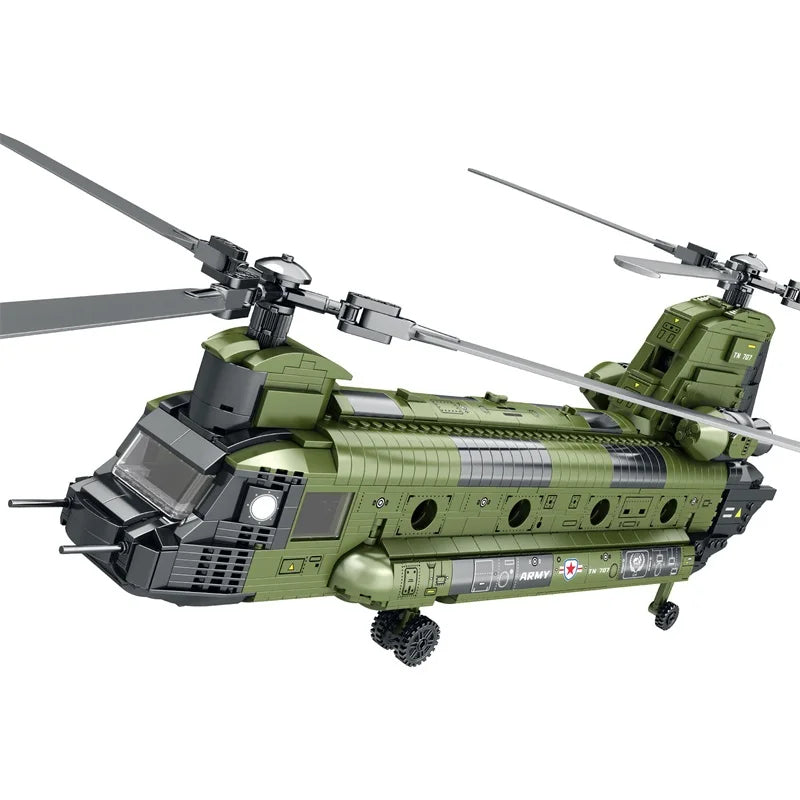Reobrix 33031 MOC CH-47 Chinook Transport Plane Building Blocks Military Armed Helicopter Fighter Toy Birthday Gift For Kids
