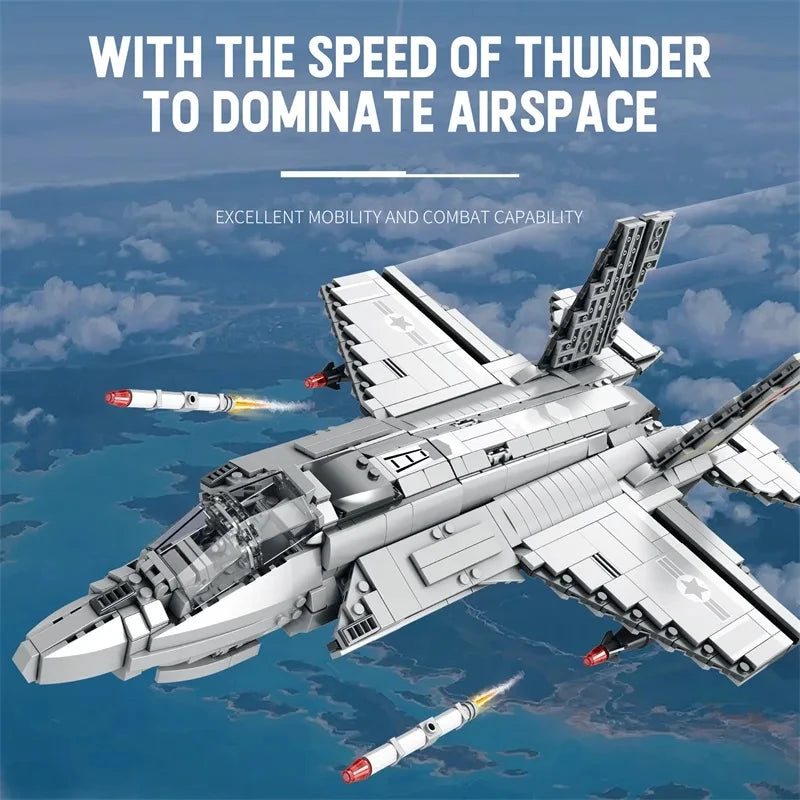 1600PCS F-35 Lightning II Fighter Jet Building Blocks Bomber Shipboard Aircraft Model Bricks Desktop Decoration Kids Toy Gifts