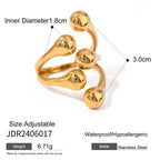 Anti Allergic 18K PVD Gold Plated Rust Proof Stainless Steel Asymmetrical Encircle Claw Open Ring Minimalist Finger Jewelry