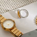 Anello da donna in acciaio inossidabile placcato oro 18k semplice elegante abbinamento di colori irregolare a forma di cuore amore tendenza fascino gioielli chic