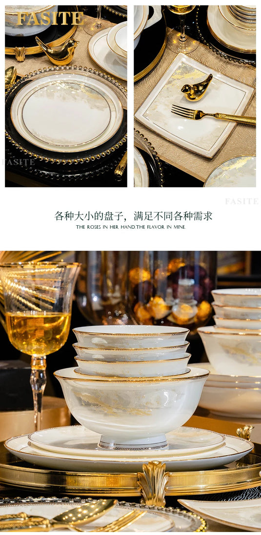 Luxury Dinner Plates White Sets Korean Ceramic Plates Utensils Kitchen  Decoration And Table Accessories